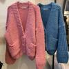 Autumn and Winter All-match New Retro V-neck Button Loose Long-sleeved Knitted Cardigan Sweater Women's Fashion Casual