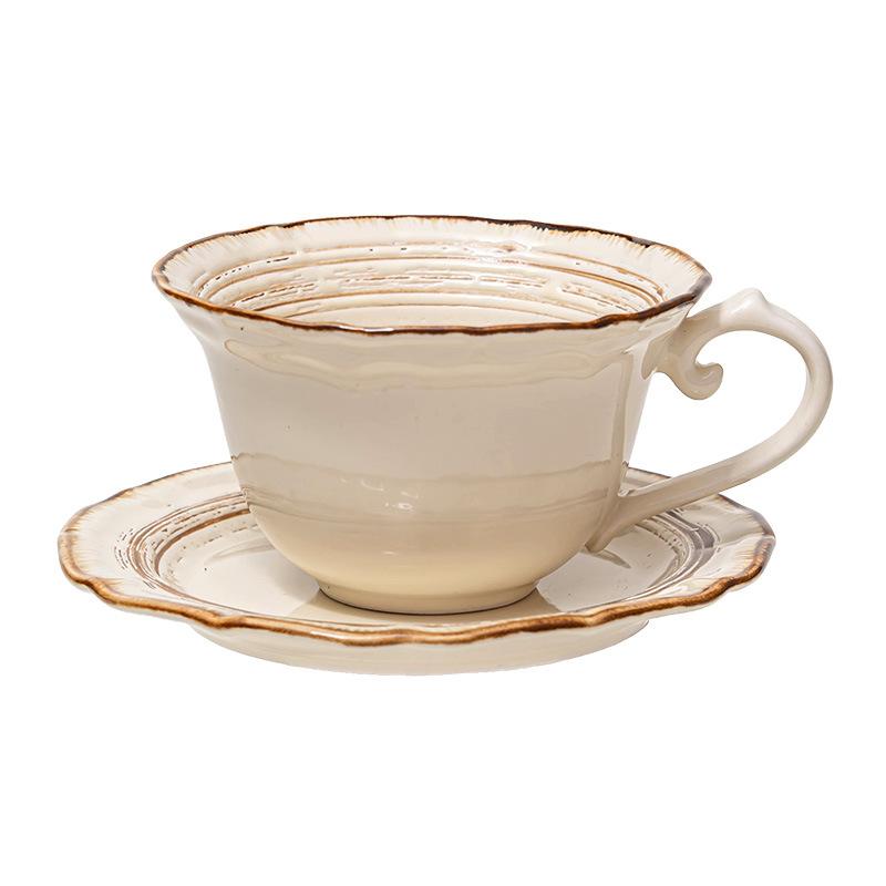 French Light Luxury Tableware Ceramic Bowl Set Household Retro Style Plate Vegetable Plate Round Rice Bowl Plate