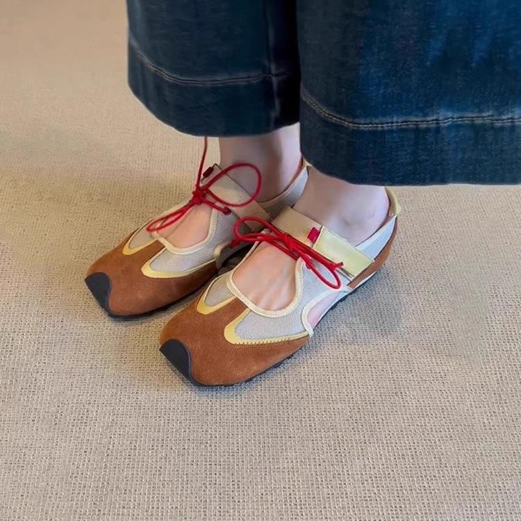 Sheepskin version~ retro ugly cute sports summer wear hiking shoes women's versatile casual hollow sandals Velcro single shoes