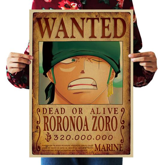 One Piece Affisch med Efterlyst-motiv Vintage Kraftpapper Tapet Dekorativ Målning Gåva