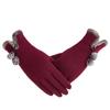 New Female Autumn Winter Non-Inverted Velvet Cashmere Full Finger Warm Lace Gloves Women Cotton Touch Screen Gloves G82