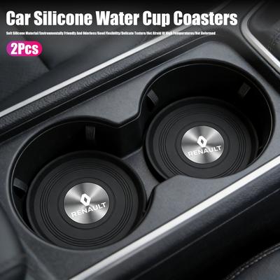2Pcs Car Center Console Silicone HEDR Water Cup Pad For Renault Clio Sandero Captur Megane R5 4 E-tech Scenic Austral Rafale Symbioz