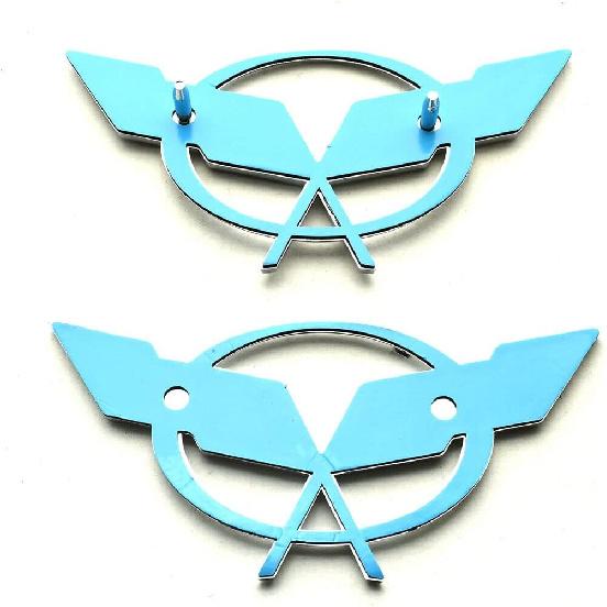 Paar-Set 1997-2004 Corvette C5 Front-Haubenemblem und Heckklappe 3D Gekreuzte Flaggen Abzeichen Ersatz für Corvette (Schwarz Rot)