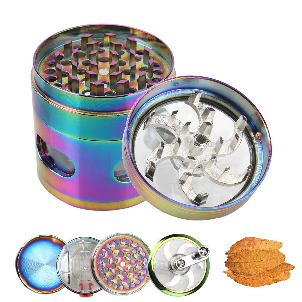 Spice Grinder With Drawer Crusher Crank Pollinator 4 Layers Herb Grinder Smoke Crusher Smoke Grinder Collection Hand Cranked Clear Top Grinder