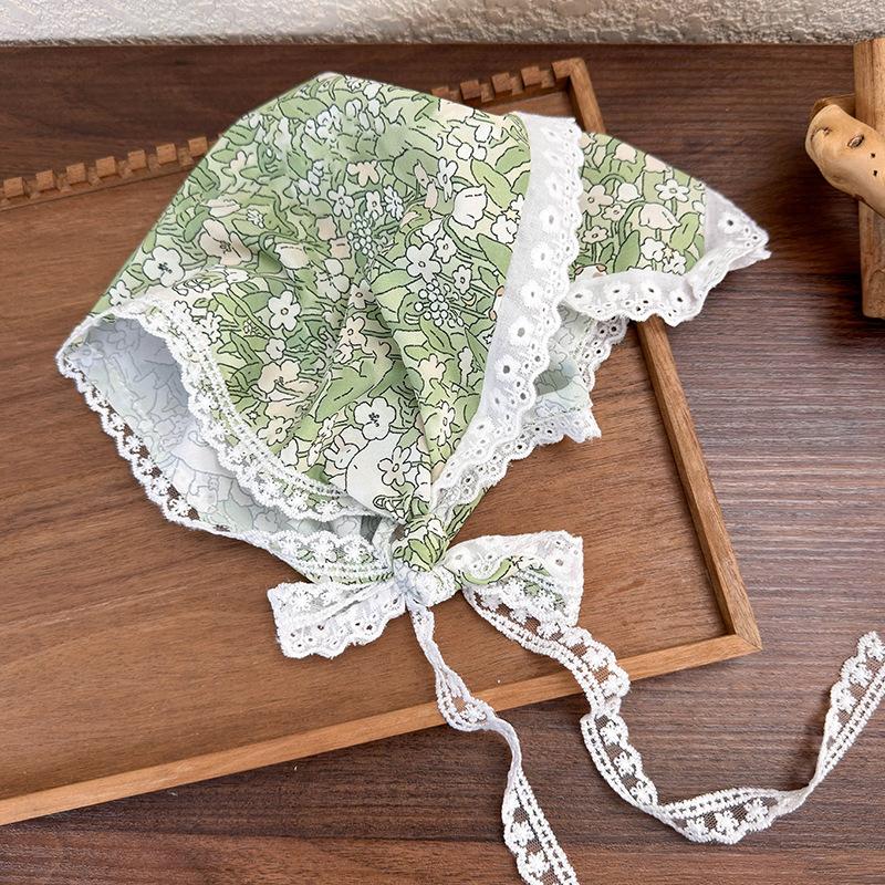 

Французька ретро атмосфера синє мереживо квітковий гачок трикутник шарф пасторальний вітер Сен подорожі солодка сестра хустка жінка зелений