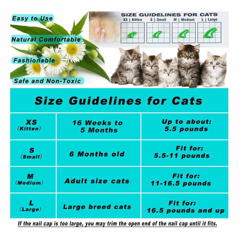 20PCS Pet Cat Nail Covers 20Pcs Soft Comfortable Clear Nail Tips for Cats Anti Scratch Furniture Safe Caps with Glue