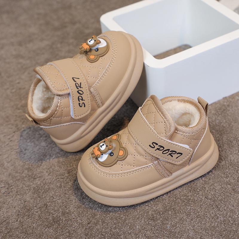 

Winter New Children Cotton Boots for Girls Boys Fashion Korean Style Soft Bottom Anti-slippery Versatile Keep Warm Shoes 21 хаки