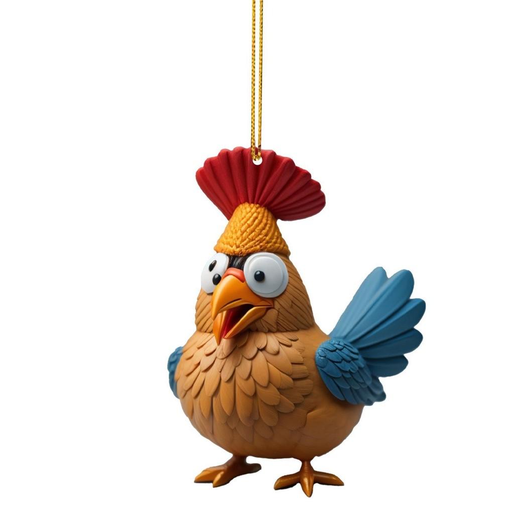Turkey Cartoon Adorable Acrylic Car Ornament For Joyful Holiday Decor Tree