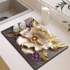 3D Floral Diatom Mud Drain Pad - Heat-Insulating, Quick-Drying, Non-Slip Kitchen Mat