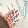Stainless Steel Curved Stickers Tweezers Anti-static Cartoon Lashes Extension Tweezer High Precision Eyelash Curler