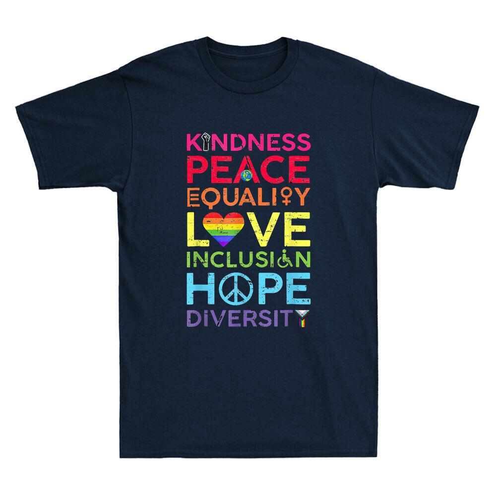Kindness Peace Equality Love Inclusion Hope Diversity Funny Quotes Retro T-Shirt XL