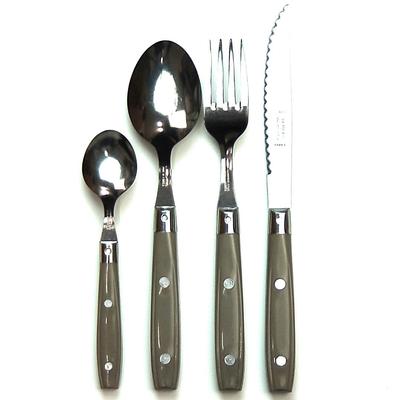 Bistro Cutlery New Life Support Set Filet Collection Made In France NERON TAUPE Taupe Brown Gray Set of 4 Dishwasher Safe Stylish Cutlery Set Imported