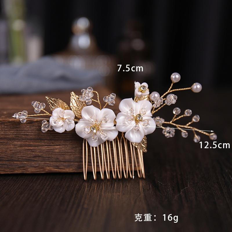 Crystal Pearl Hair Comb Clip Hairpin For Women Rhinestone Flower Leaf Hair Comb Bridal Wedding Hair Accessories Jewelry Comb Pin