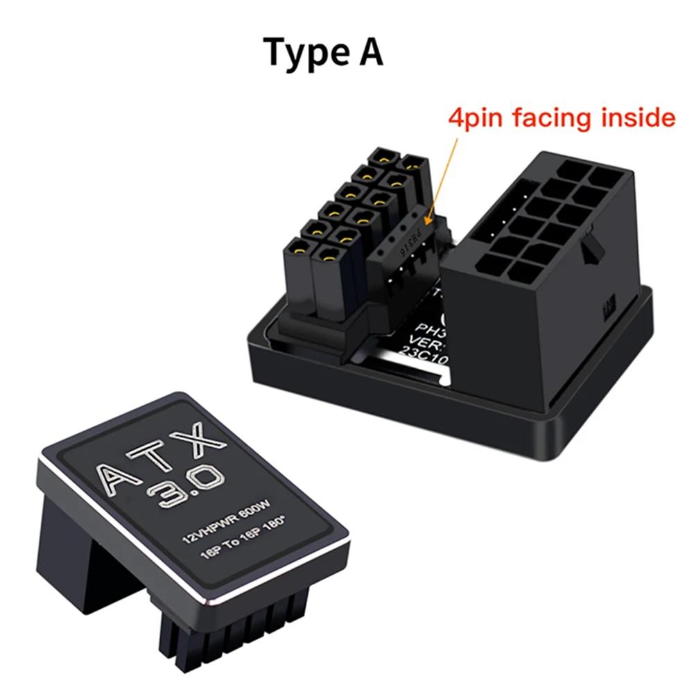 Adattatore Cavo Alimentazione Scheda Grafica PCIE ATX3.0 Connettore Angolato a 180 Gradi 12+4Pin Connettore di Alimentazione GPU 12VHPWR 600W