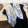 English Line Simulation Silk Printing Silk Scarf Small Square Scarf High-end Shawl Sunscreen Neck Scarf Headscarf Scarf Women