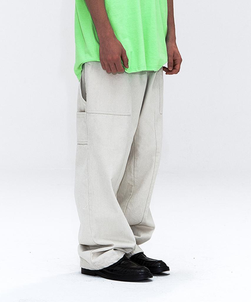 ERER Man Patchwork Carpenter Pants Cream