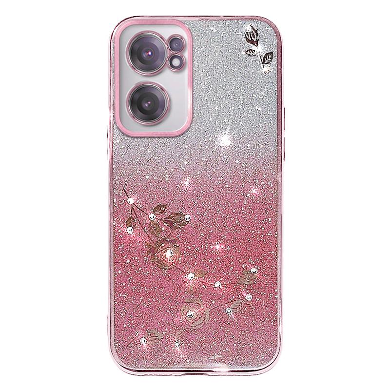 

KADEM For OnePlus Nord CE 2 5G Case Rhinestone TPU Cellphone Gradient Cover with Strap Rose Gold