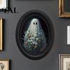 Spooky Aesthetic Room Decor Halloween Wooden Door Hanging Sign, Oval Gothic Black Cat Ghost Wall Plaque, Retro Vintage Home Waterproof Art for
