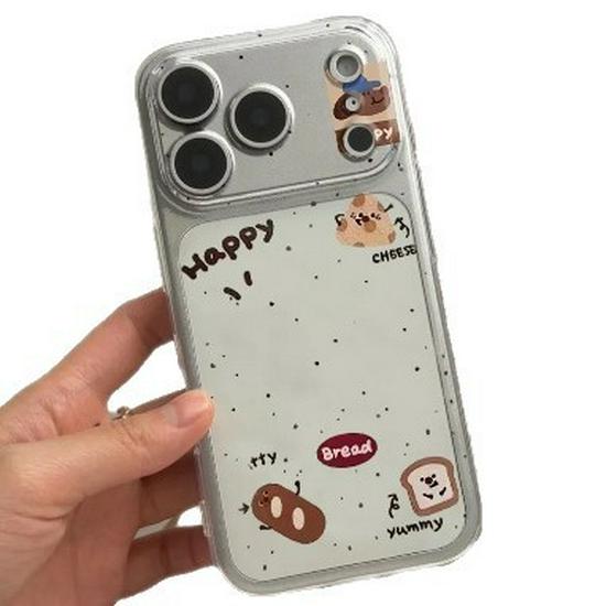 Transparent Drop-Proof Space Shell for Apple 17 Pro Max/Puppy Bread Design