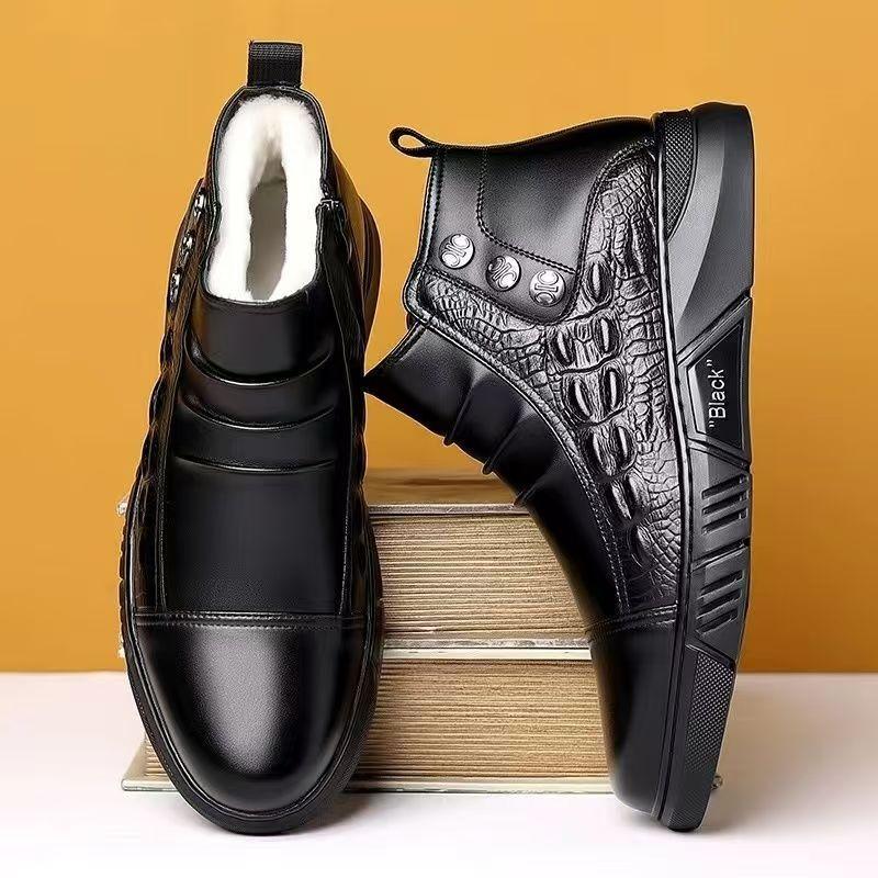

Men s shoes high-end winter new velvet thickened cotton shoes leather trendy shoes high-top soft-soled snow Martin boots 39