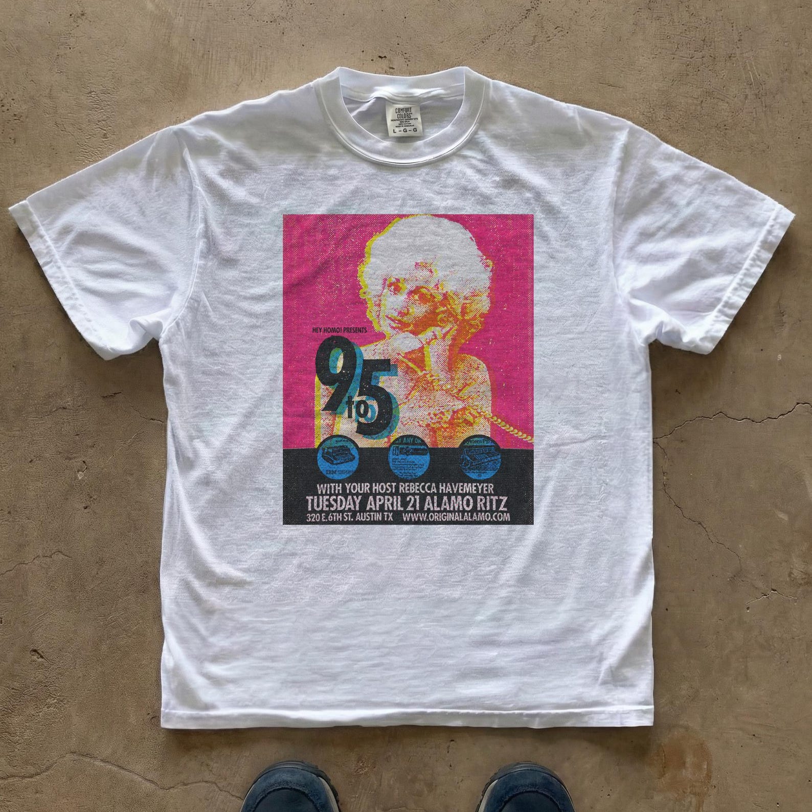 Dolly Parton Pop Art 9 to 5 Portrait T-Shirt | Retro Office Phone, 80s Nostalgia S