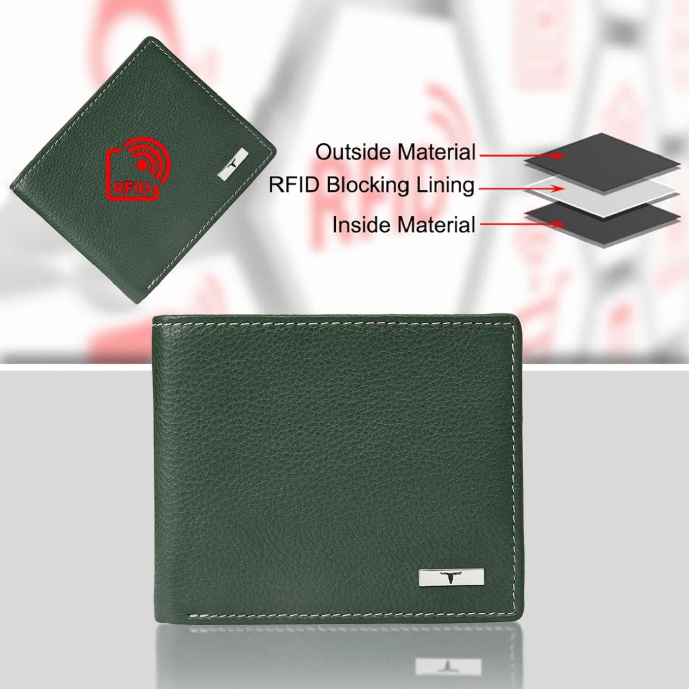 Зеленый/серый кожаный мужской кошелек Kyle — фото 6