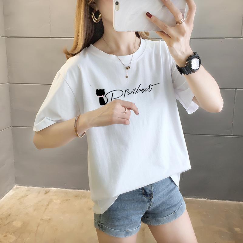 Summer pure cotton Casual loose student T Shirt Women's Y2k Tops Harajuku funny cartoon print Short Sleeve T-shirts Women