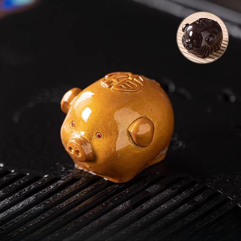

Color Changing Pig Tea Pet Lucky Cute Animal Ornament Chinese Desktop Tea Play Home Tea Ceremony Accessories Teaware 6.5x5.5x5cm