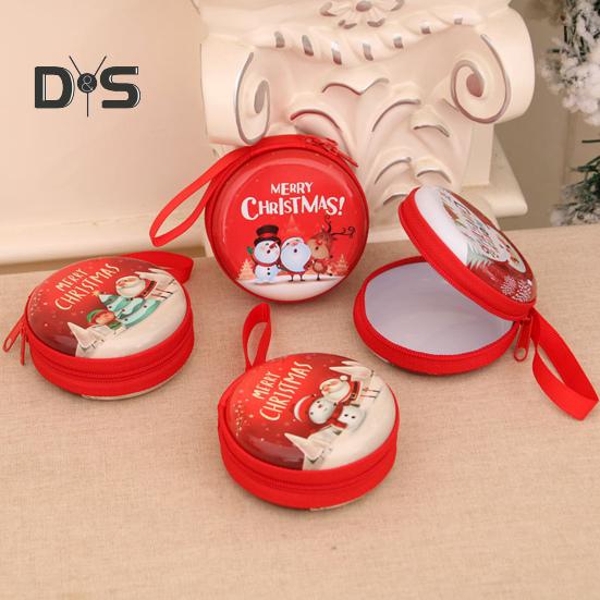 Münzgeldbörse für Kinder, rund, Weihnachtsmünzbeutel mit Cartoon-Muster, Reißverschluss, Münzetui mit Umhängeband für Kindermünzen, Bargeld, Schlüssel, Süßigkeiten