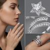 Delicate Star Opening Rings for Women Exquisite Silver Color Shining Cubic Zirconia Finger Rings Party Statement Jewelry