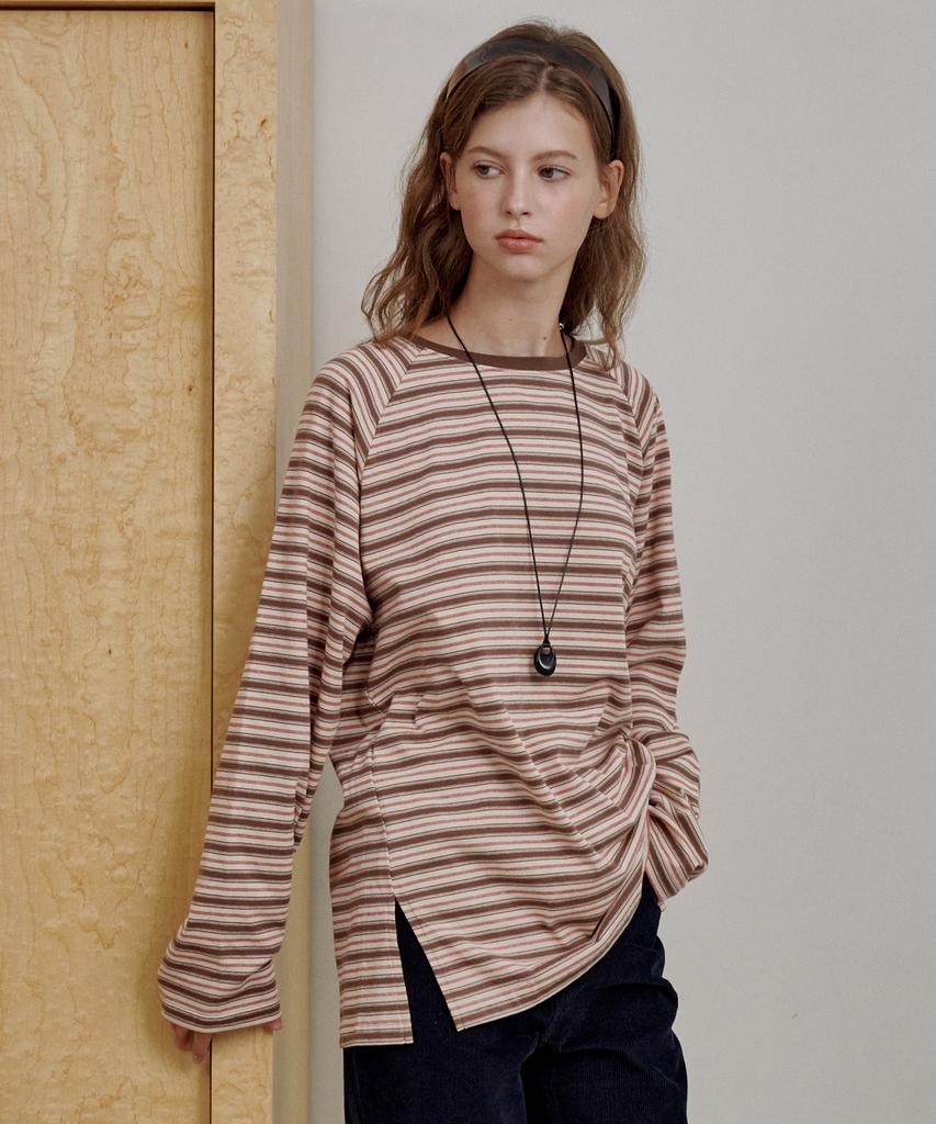 LOSSYROW Soft Stripe Long Sleeve Brown