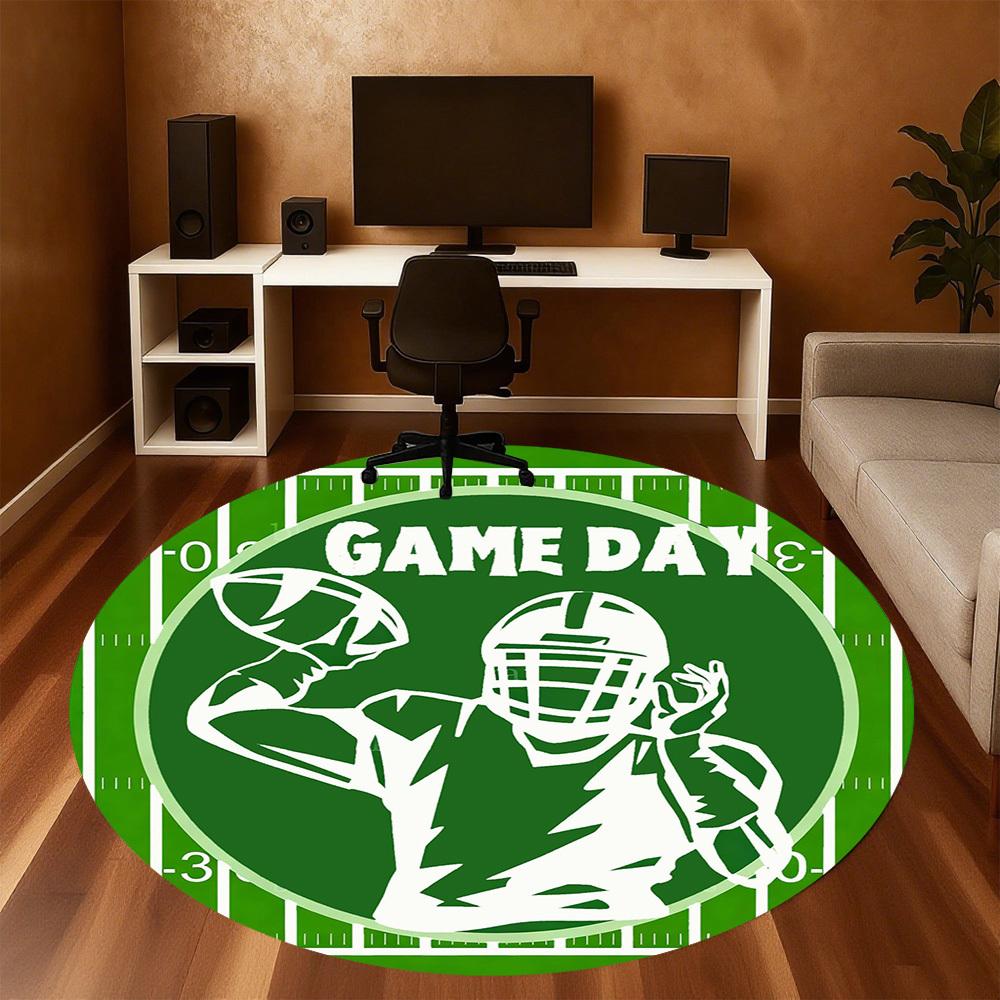 1pc Game Football Round Chair mat office Area Rug - Non-Slip, Floor Mat for Office, Bedroom, Ideal home decor gift c0112010