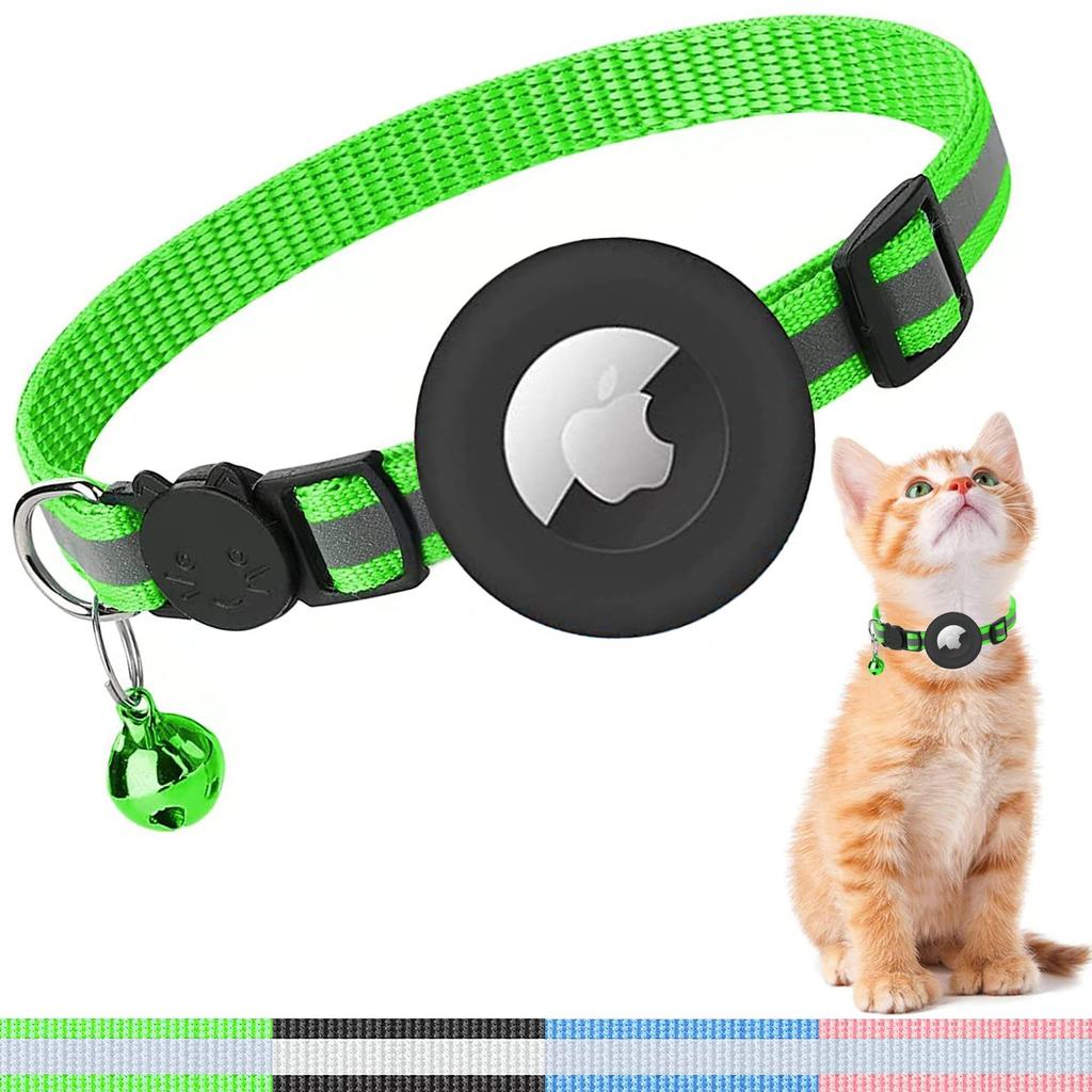 Airtag Cat Collar with Bell Reflective Anti-loss Silicone Protective Cover Small Neck Ring Cat Anti-loss
