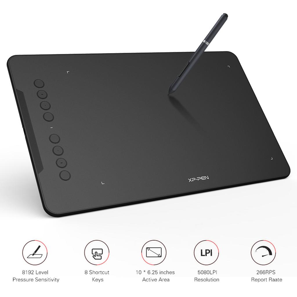 XP Pen Deco 01 Digitales Grafik-Zeichentablett 10 * 6,25 Zoll mit 8192 Stufen Druckempfindlichkeit Batterielos