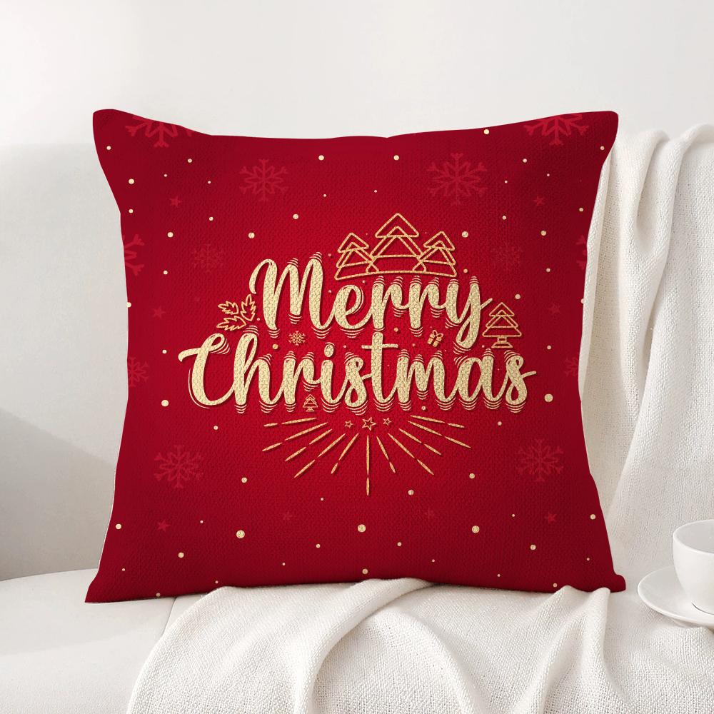 Christmas world Cushion Cover Natural Linen Organic Fabric DoubleSided Printing Sofa Home Decor Breathable Bed Pillow
