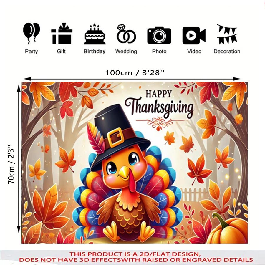 A 2D flat Thanksgiving-themed decorative banner made of polyester, featuring high-definition turkey patternzyc