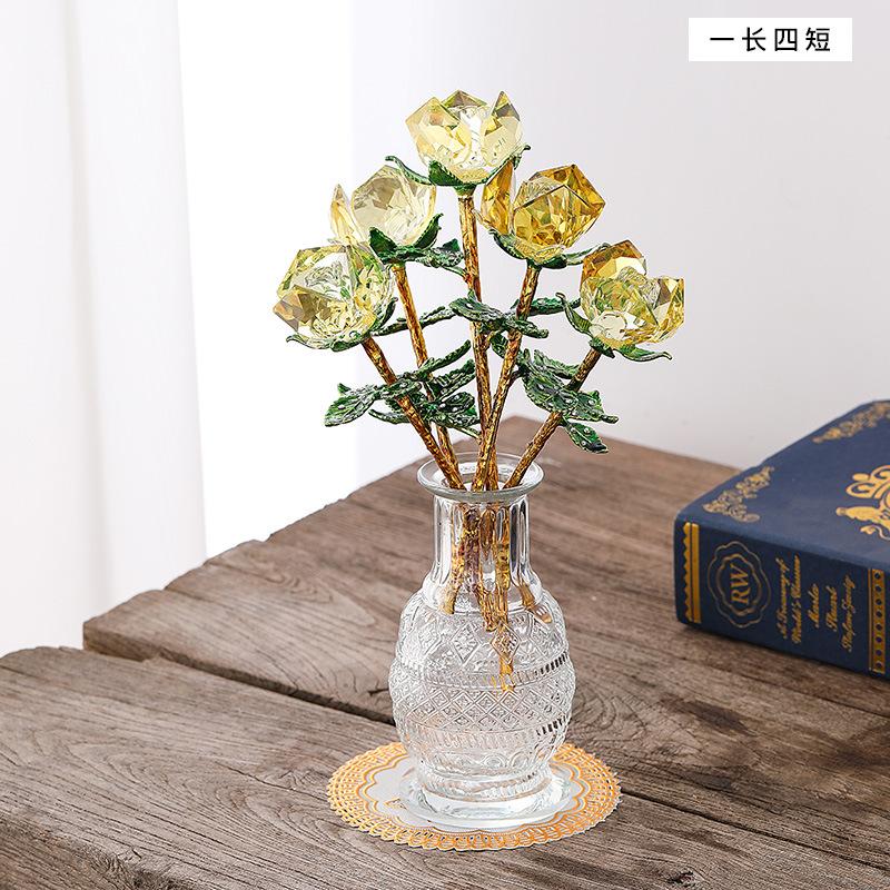 Mother's Day Crystal Crafts Rose Ornament Valentine's Day Girlfriend Wife Holiday Gifts Living Room Ornaments