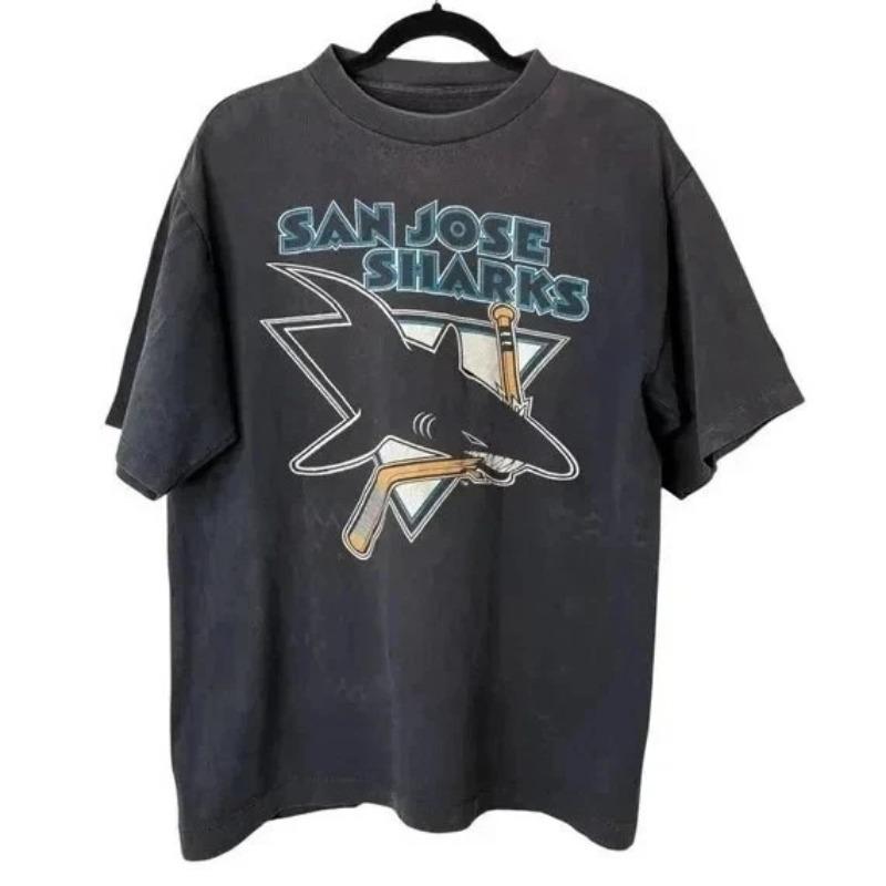 1991 San Jose Sharks Футболка Черный Цвет Репринт Футболка Мужская Одежда S