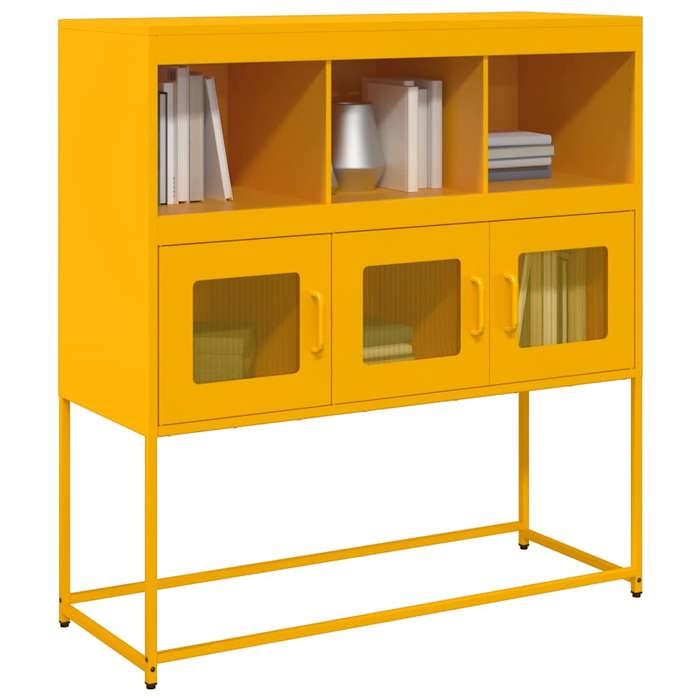 VidaXL Buffet jaune moutarde 100,5x39x107 cm acier laminé à froid 853419
