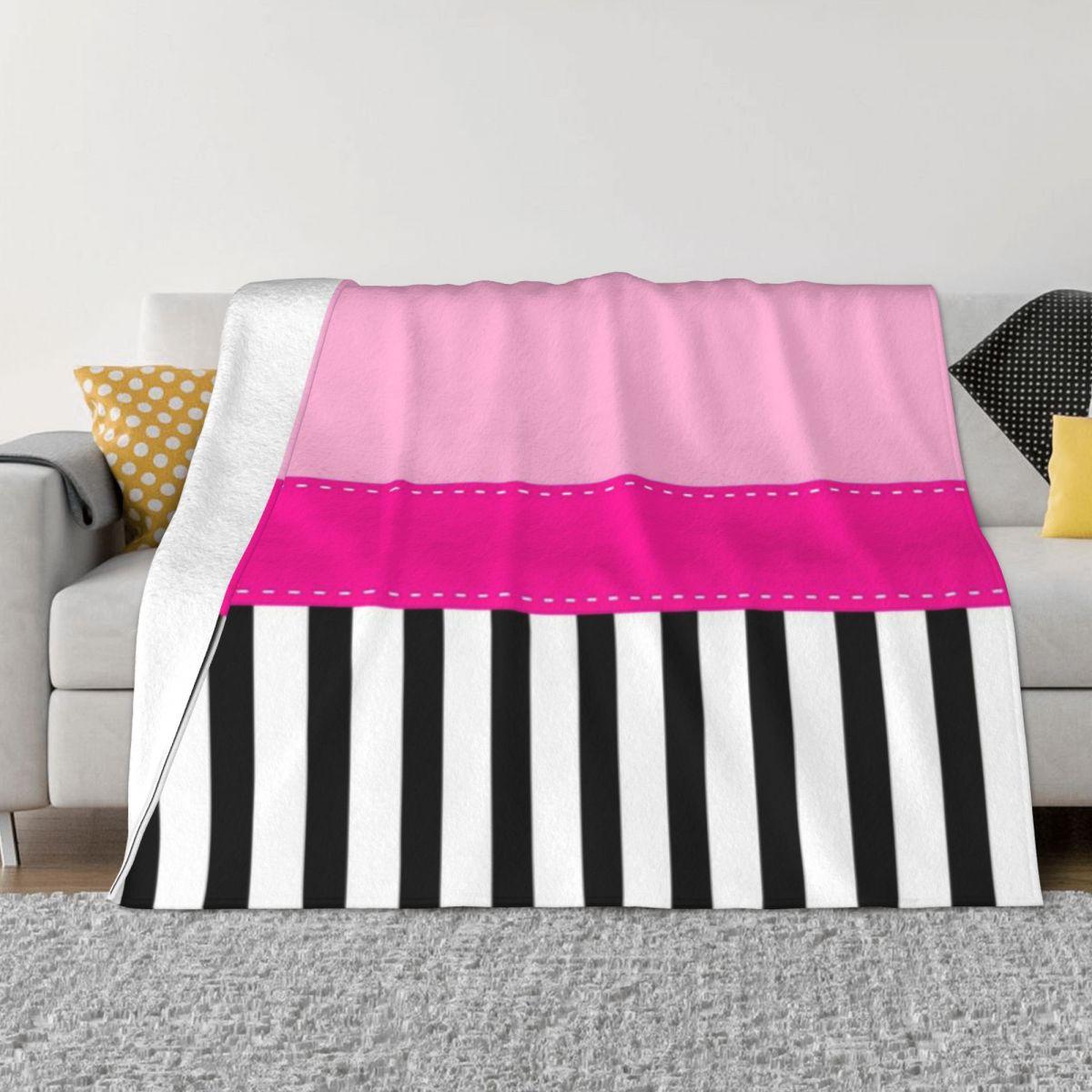 Fuchsia Black And White Personalized Travel An Ultra-Soft Micro Fleece Blanket 50x60in