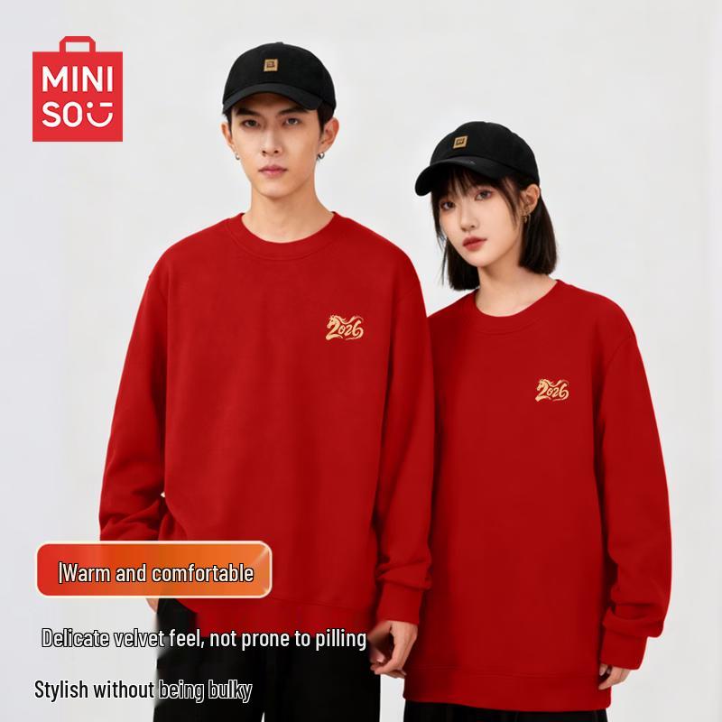 MINISO Men's Fleece-Lined Crew Neck Sweatshirt