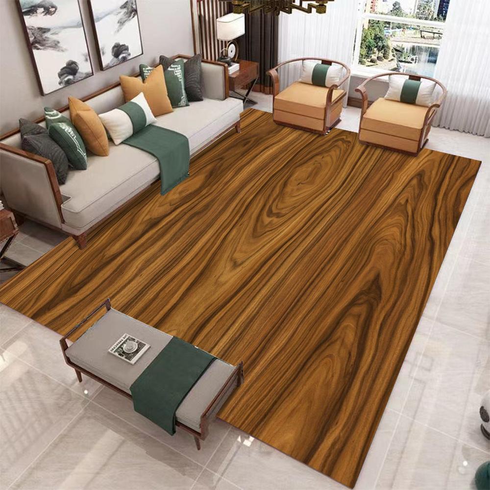 Wood Grain Pattern Living Room Carpet Natural Style Design Indoor Home Decor Large Area Rug Non Slip Floor Mat for Rustic Home