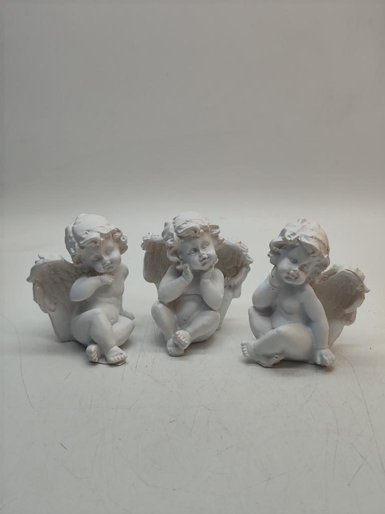 Small Ceramic Angel, 3 Pieces, Set (3 Pieces) / White /288