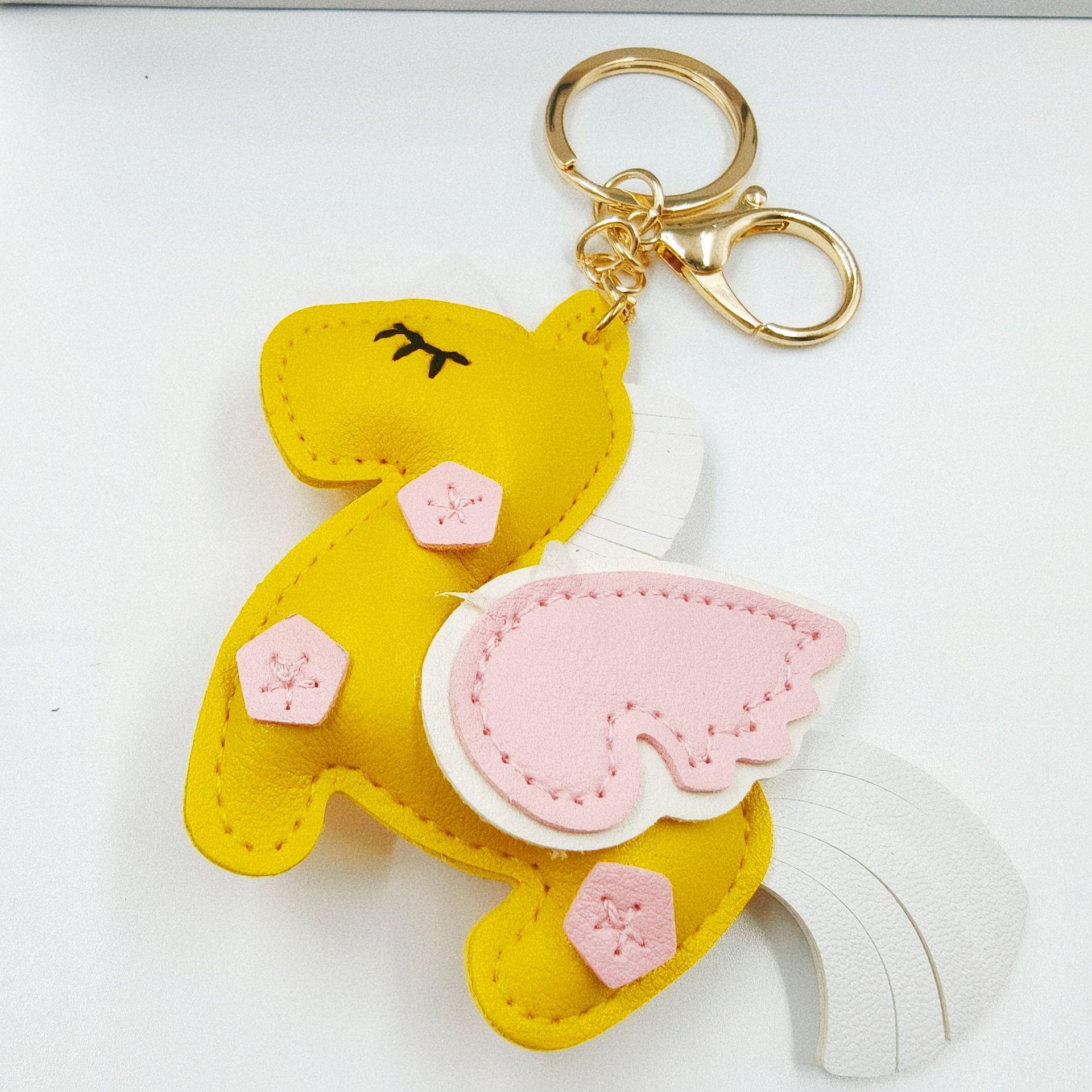 

Cute PU Leather Unicorn Keychain and Bag Pendant жовтий