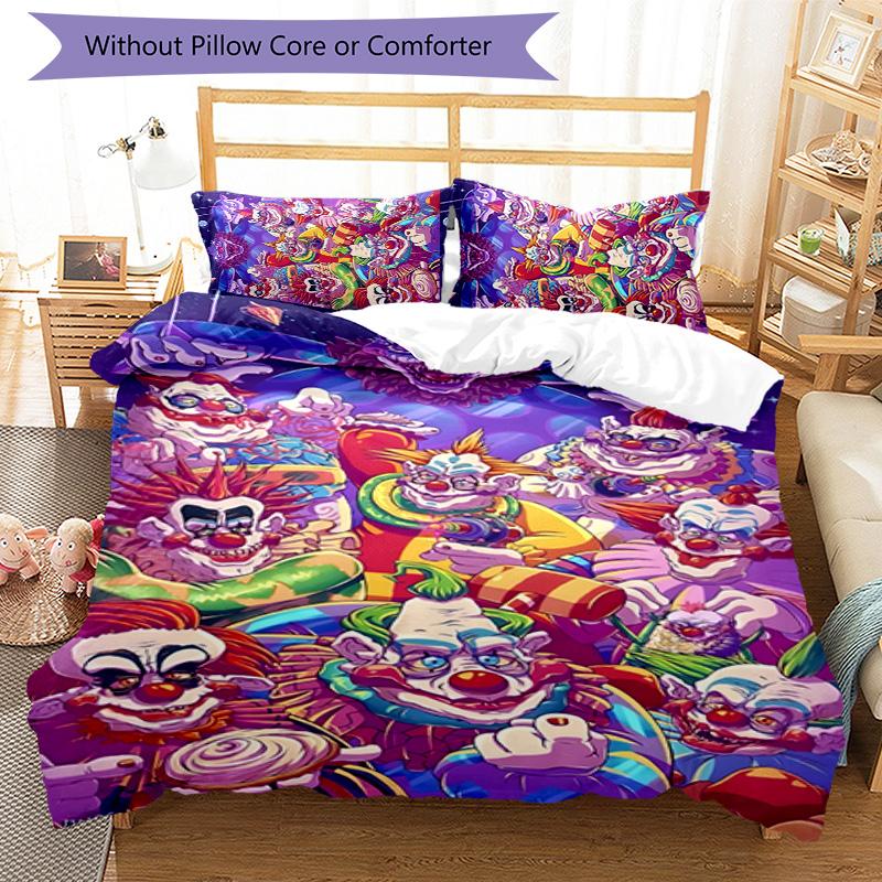 Horror Clown Circus 3pcs Bedding Set Duvet Cover Closure Includes 1 Duvet Cover & 2 Pillowcases for All Seasons Bedroom Home Dorm Decor