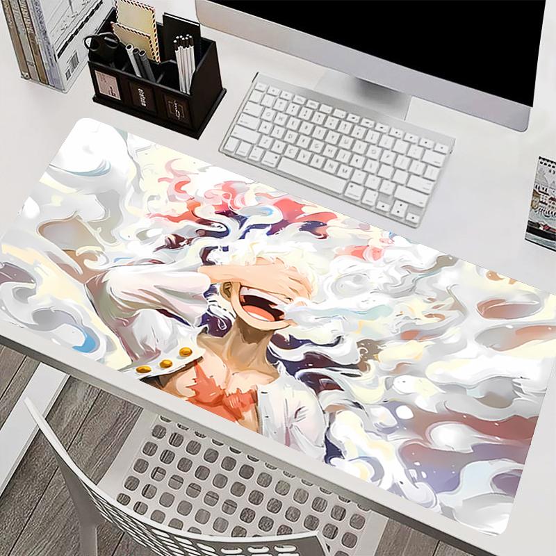 Large Mouse Pad Gaming Keyboard Mat OOne PPiece Luffy Black And White Anime Carpet Pc Computer Mousepad Game Extended Desk Mat