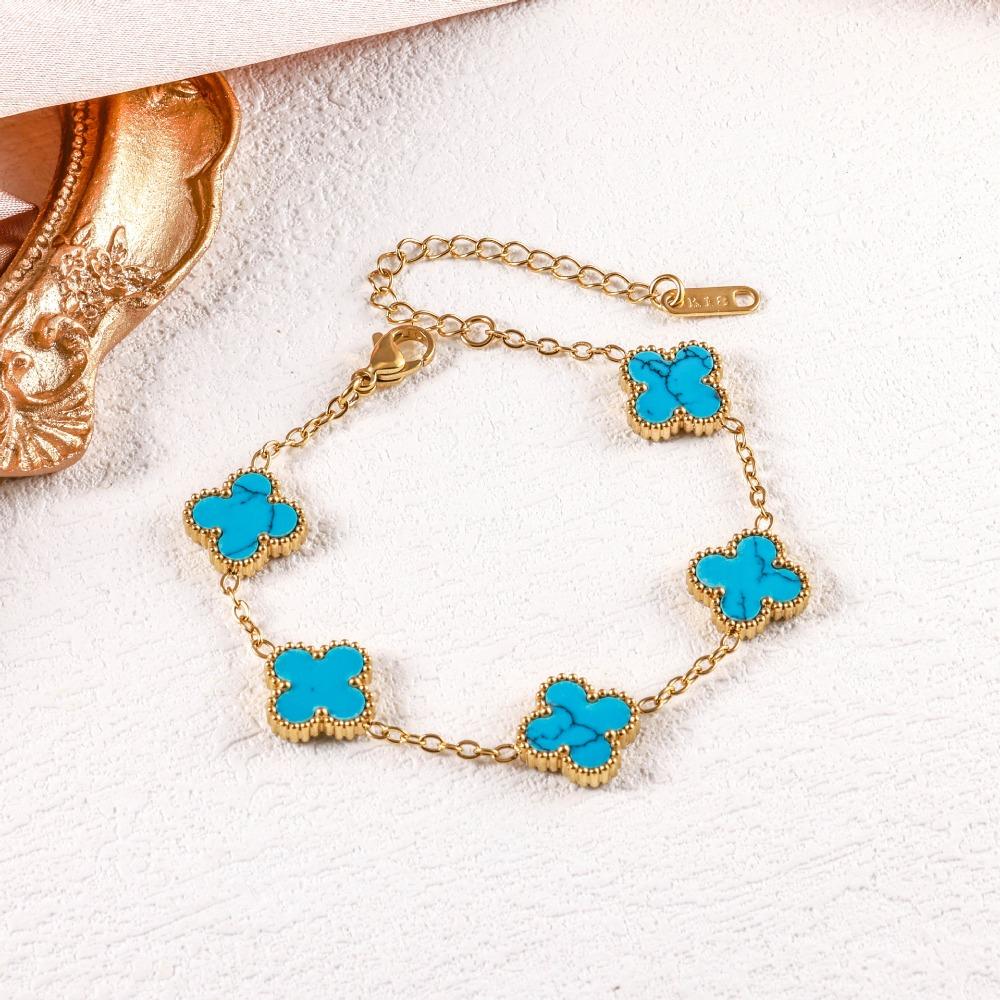 High-quality 13mm Four-leaf Clover Shell Bracelet Colorfast Plating Women's Bangle