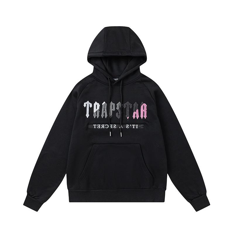 Foreign trade new rainbow color matching letter embroidery velvet loose hooded sweater casual trousers set men and women the same style