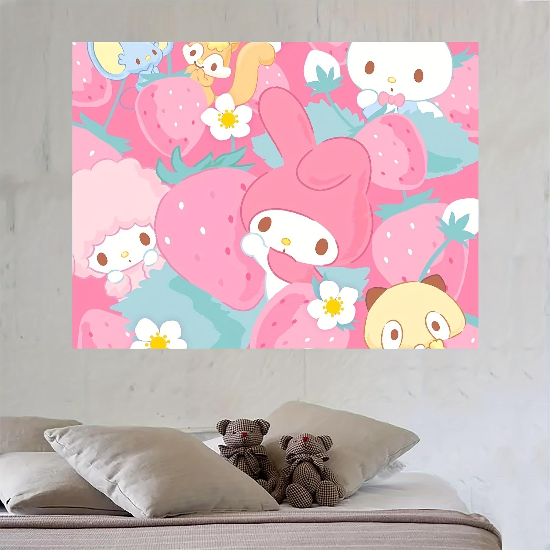 

Cute Color Anime Character Design Sanrio My Melody And Floral Tapestry Room Decoration Home Decor Bedroom Wall Hanging Fabric 29x37in