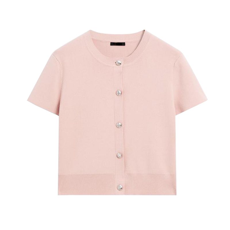 MD Summer New Product Women's Clothes Classic Style Gentle Round Neck Short Sleeve Knitting Cardigan 5770800 5780800